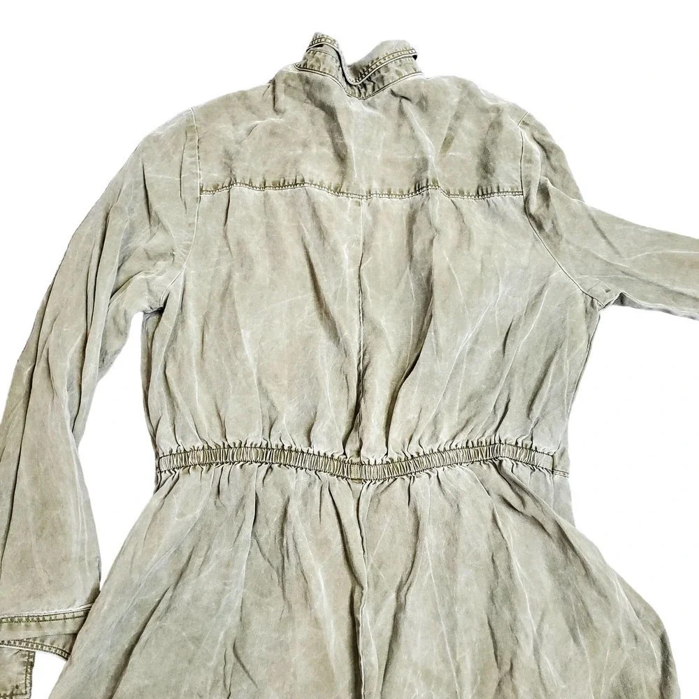 Express Green Tie Front Button Down Dress - Picture 6 of 7